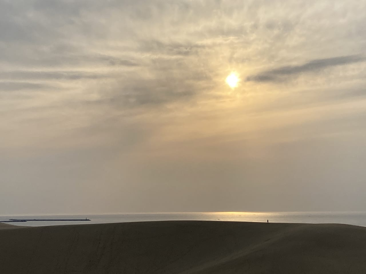 鳥取砂丘の馬の背から観る夕日